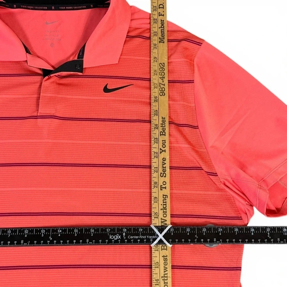 Nike Golf Tiger Woods Collection Stripe Polo XXL DR5318-850 Noble Red Ember Glow